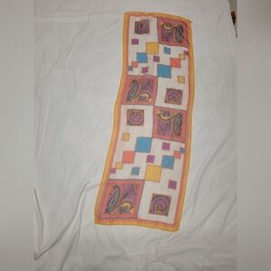 Vintage Multicolor Sheer Scarf. 14"×43"
